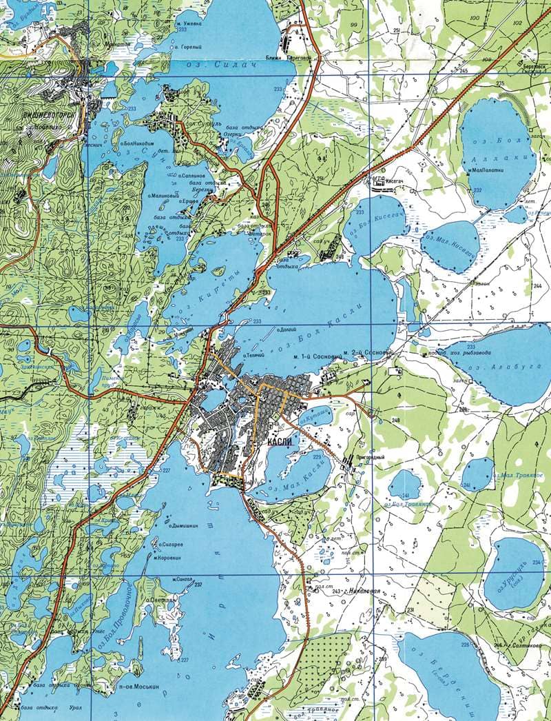 карта озера Касли